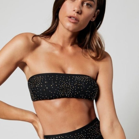 Beach Riot Other - NEW Beach Riot Kelsey Black Rhinestone Bikini Top Size XS